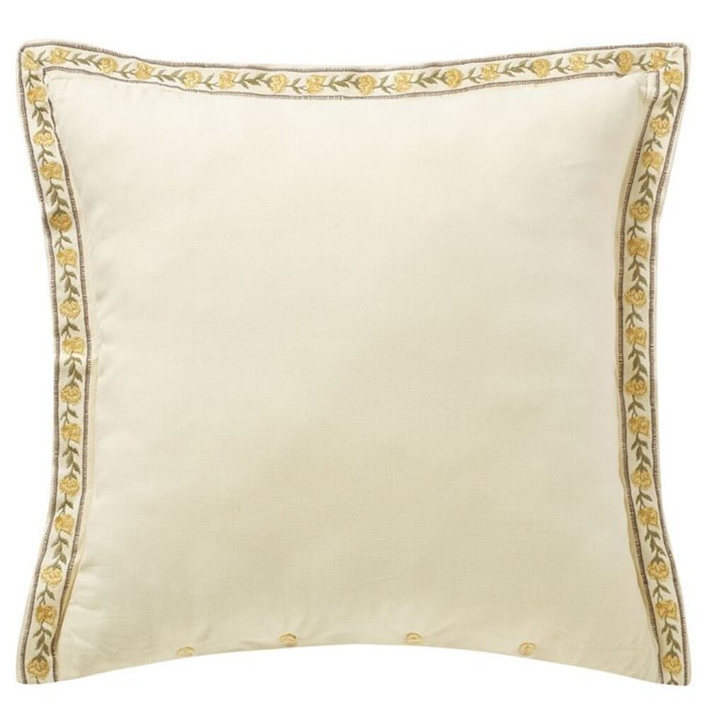 2 ROSE TREE Amalia Floral Embroidered Cotton Euro Shams